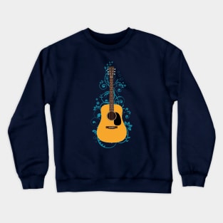 Natural Dreadnought Acoustic Guitar Flowering Vines Crewneck Sweatshirt